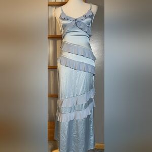 Elegant Light Blue Ruffled Dress